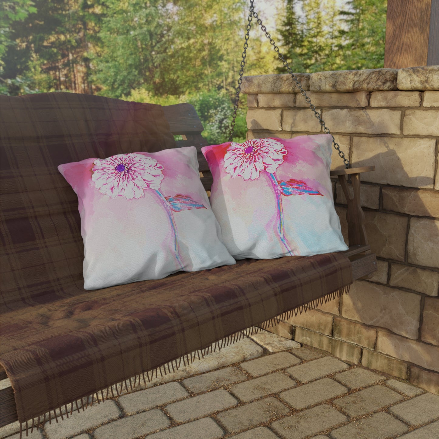 Outdoor Pillows Abstract Zinnia Color Story