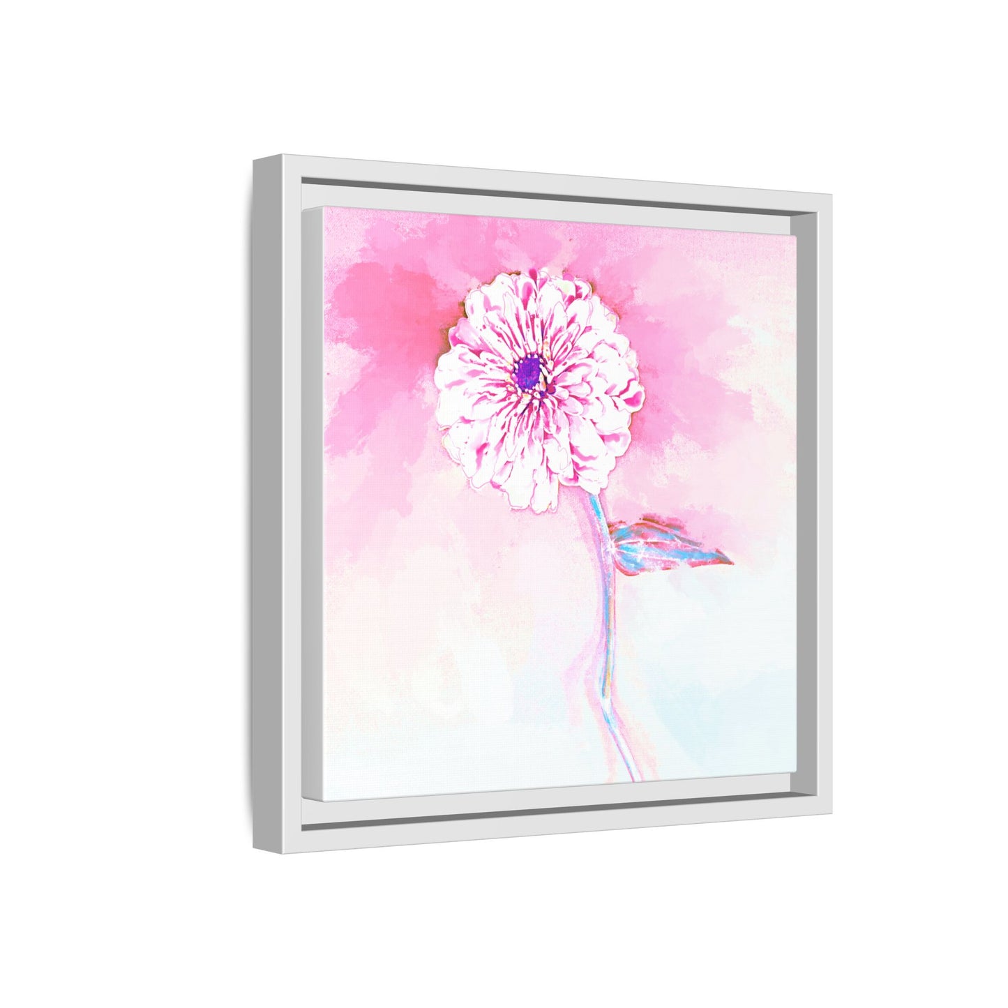 Zinnia Color Splash Matte Canvas Light Pink Framed
