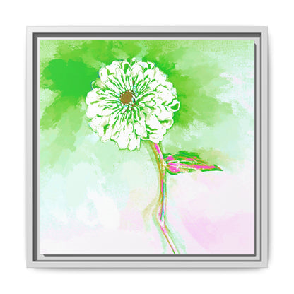 Zinnia Color Splash Matte Canvas Grass Green Framed