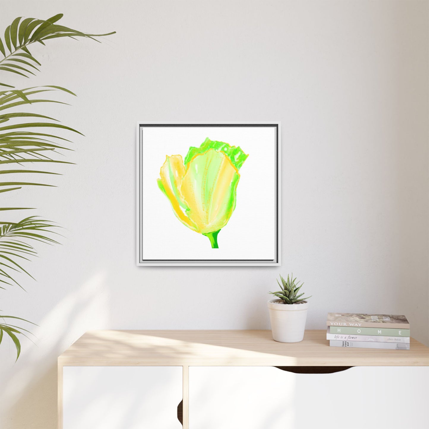 Dancing Tulips Matte Canvas, Framed (Multi-color) Yellow Green