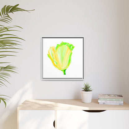 Dancing Tulips Matte Canvas, Framed (Multi-color) Yellow Green