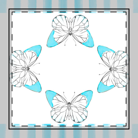 Butterfly Chroma Stripes Poly Twill Napkin, Aqua, Fabric Background Bright White