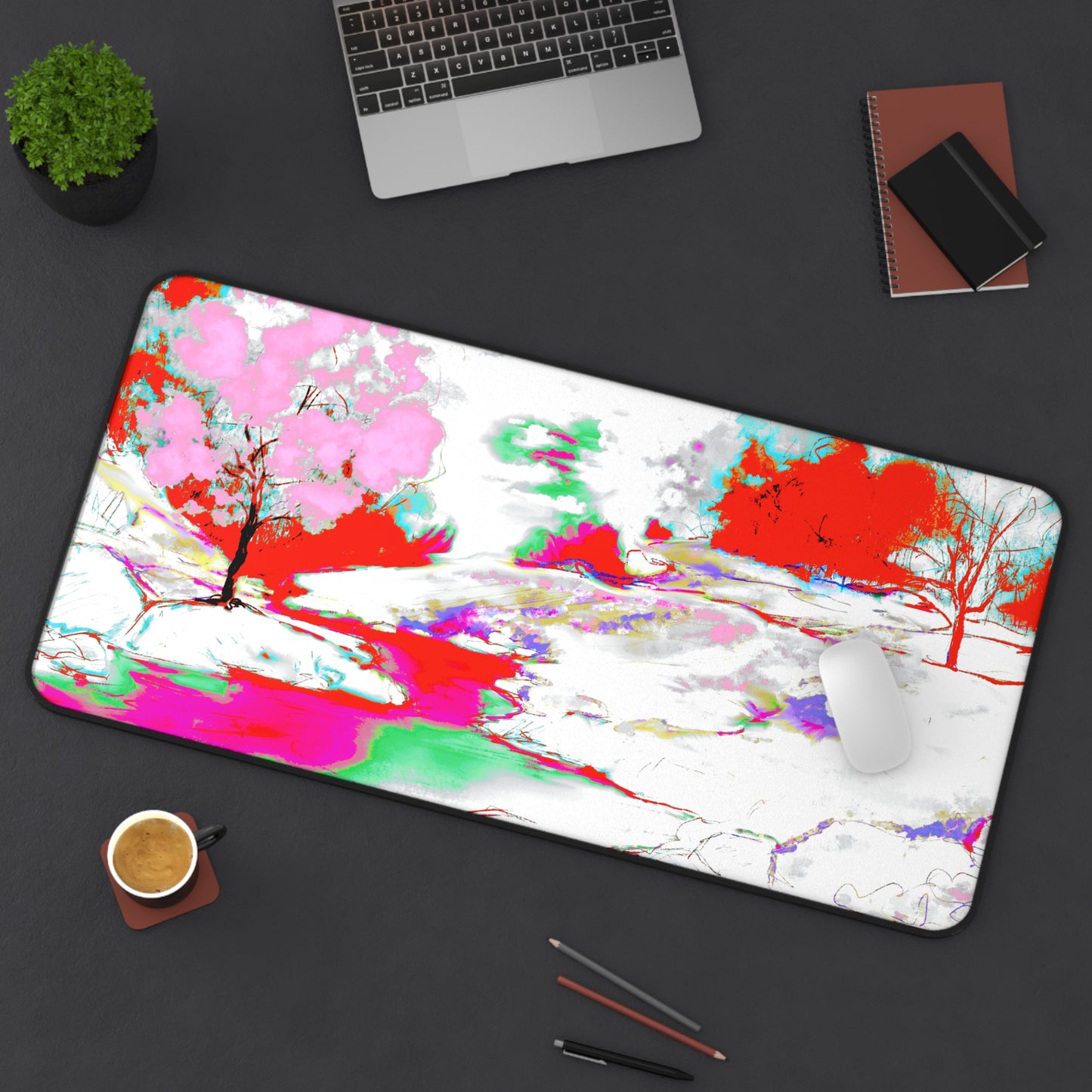 Joyful Landscapes Desk Mat, Yellow and Blue