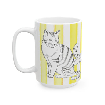 Mugs Kitty Fun Yellow Stripes
