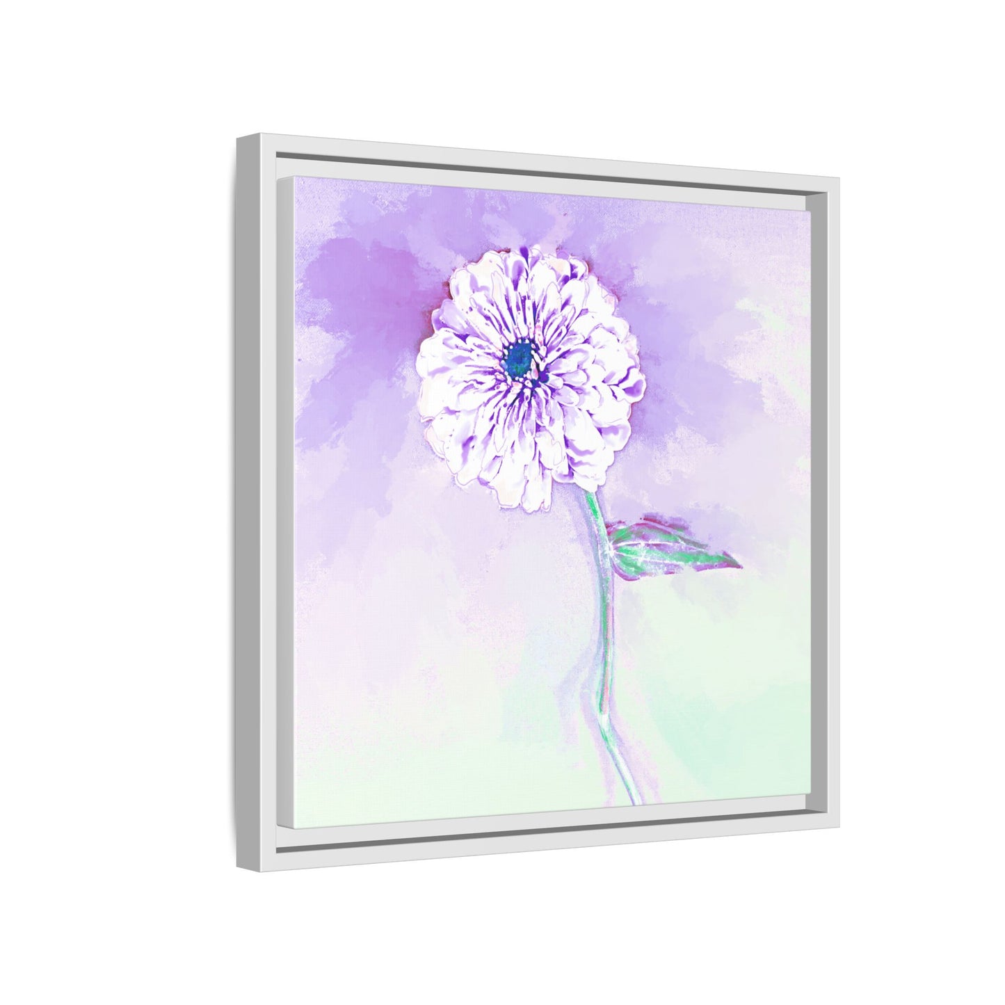 Zinnia Color Splash Matte Canvas Lilac Framed