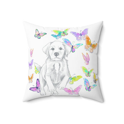 Dogi Butterfly Flutter Spun Polyester Square Pillow. Multi-Color Butterflies