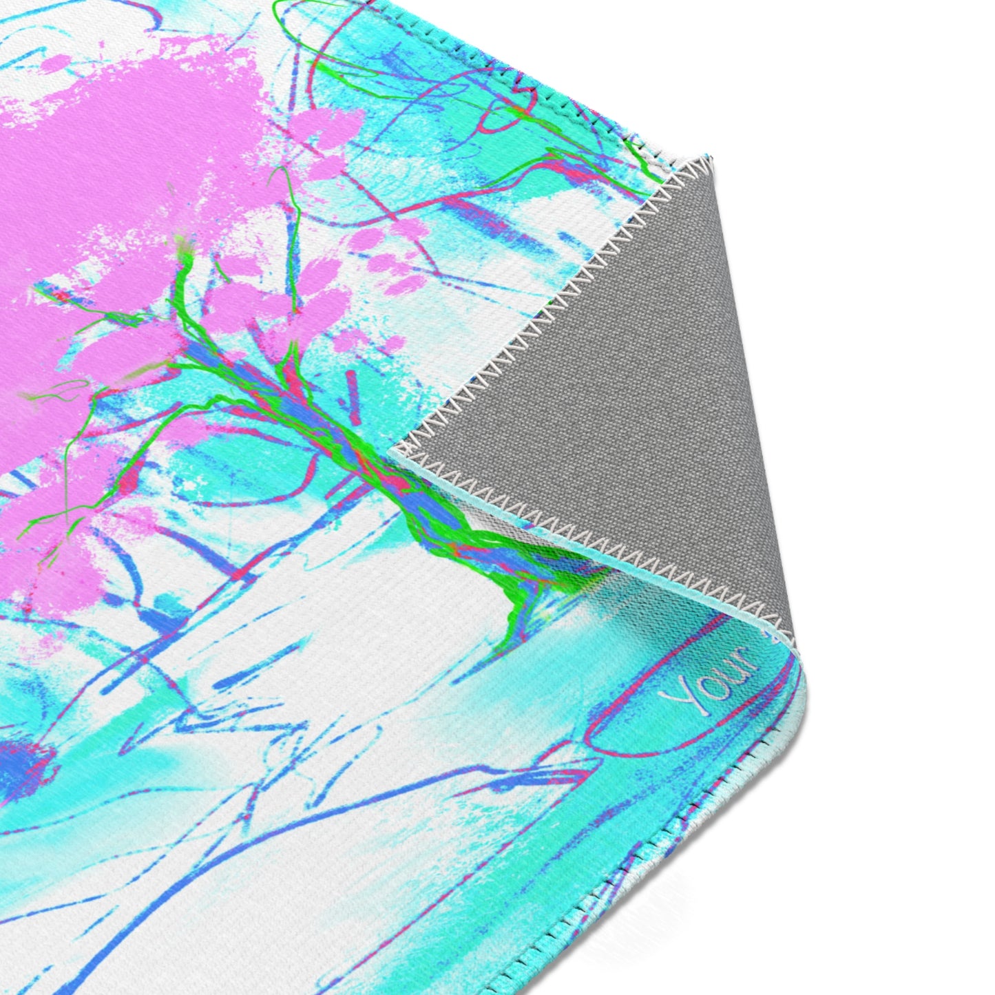 Inspirational Landscapes Indoor Rug, 'Your aim matters", Aqua and Purple