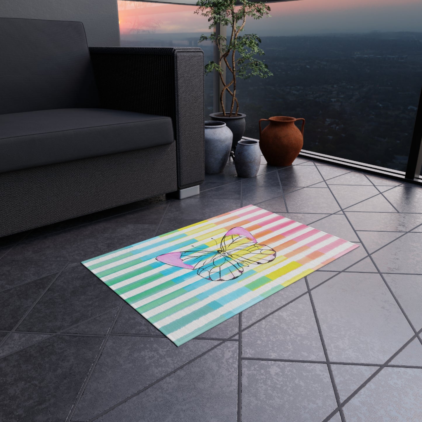 Butterfly Chroma Indoor or Outdoor Rug, 24 x 36