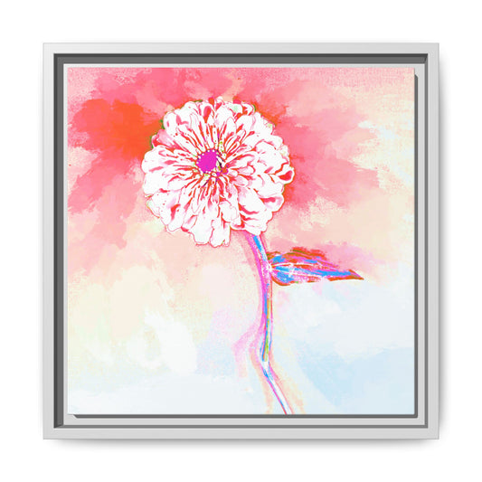 Zinnia Color Splash Matte Canvas Light Red Framed