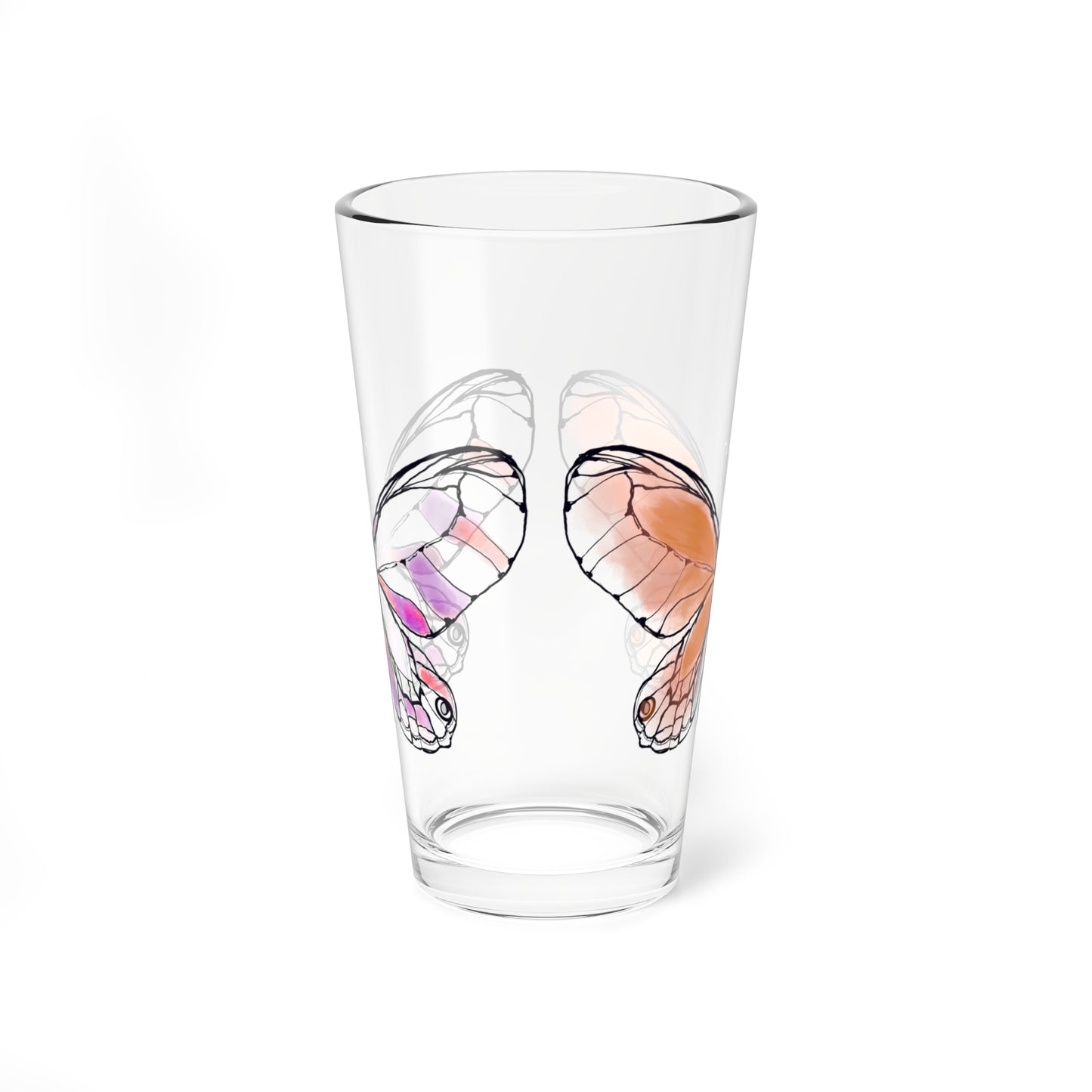 Mixing Glass, 16oz Butterfly Colorful Watercolor