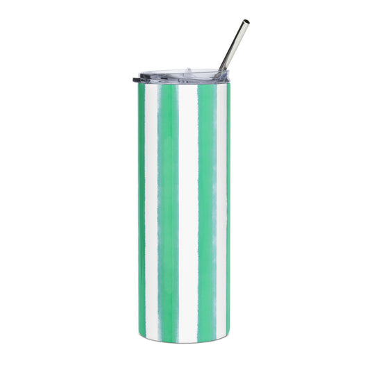 Butterfly Chroma Stripe  Stainless Steel Tumbler, 20oz, Blue Green