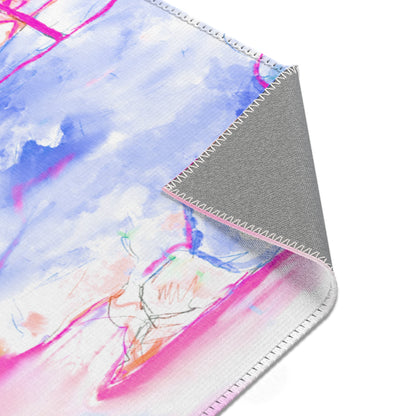 Inspirational Landscapes "Keep an eye on the horizon" Indoor Area Rug in Pink, Blue, and Green (36" x 24")