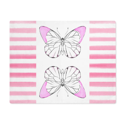 Butterfly Chroma Stripe, Placemat, 1pc, Pink, Cotton, ( Background Color Creamy White)