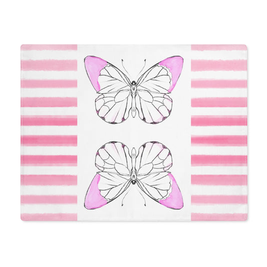 Butterfly Chroma Stripe, Placemat, 1pc, Pink, Cotton, ( Background Color Creamy White)