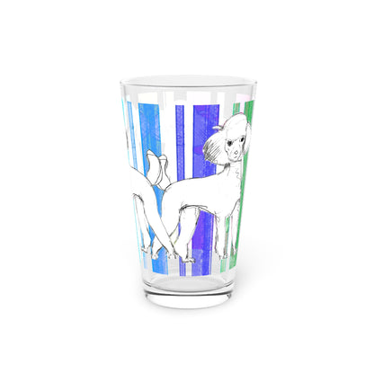 Dogi Butterfly Flutter Pint Glass in Multi-color, 16oz. Poodle
