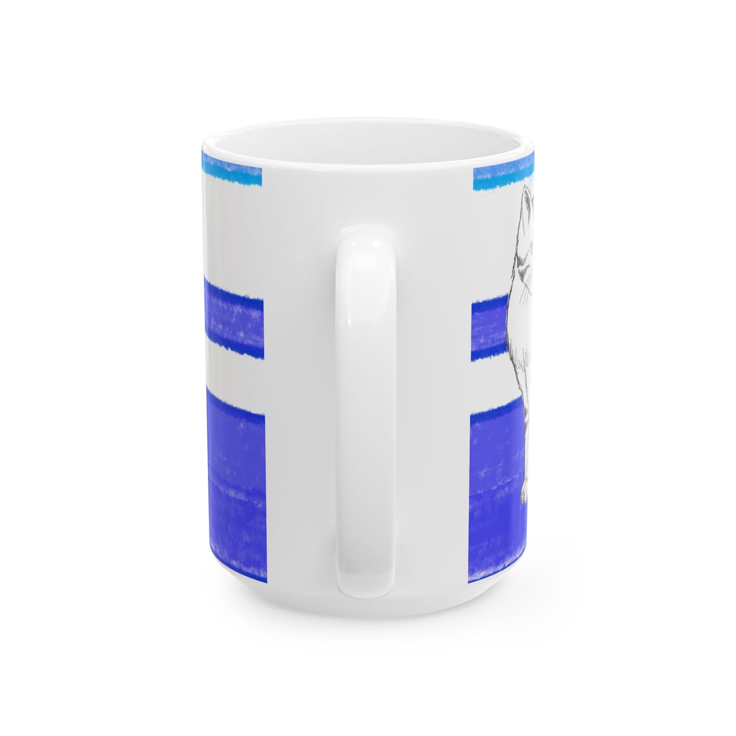 Mega Stripe Kitty Butterfly Flutter Ceramic Mug Ultramarine