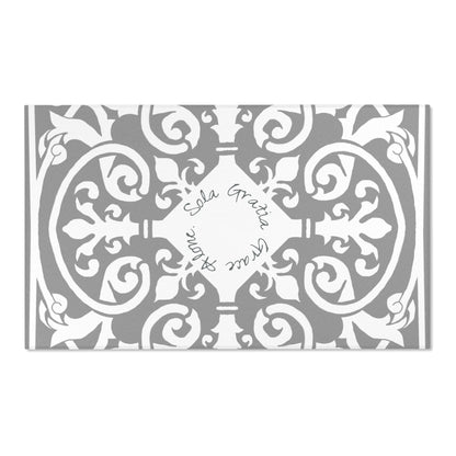 Scrollwork Indoor/Outdoor Rug Gray "Sola Gratia..."