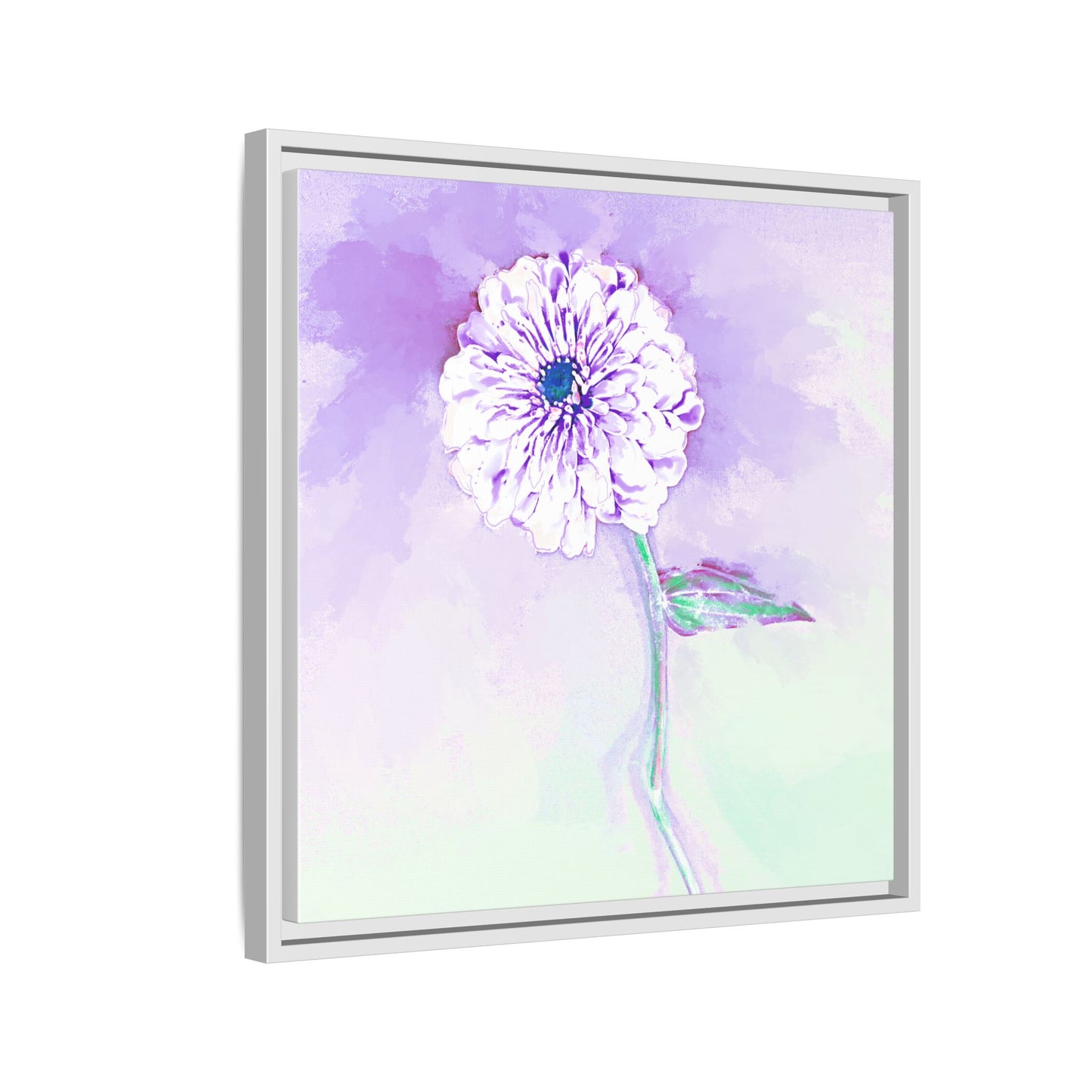 Zinnia Color Splash Matte Canvas Lilac Framed
