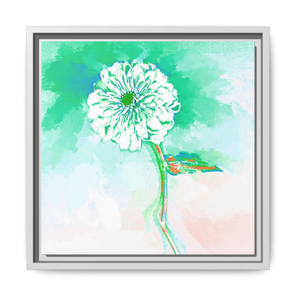 Zinnia Color Splash Matte Canvas Green Framed