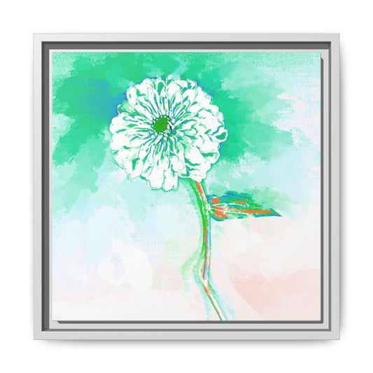 Zinnia Color Splash Matte Canvas Green Framed