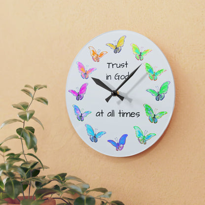 Blossom Glide Acrylic Wall Clock Trust God at all times