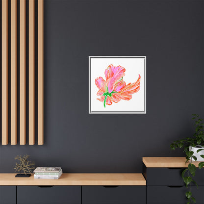 Dancing Tulips Matte Canvas, Framed (Multi-color) Orange Pink