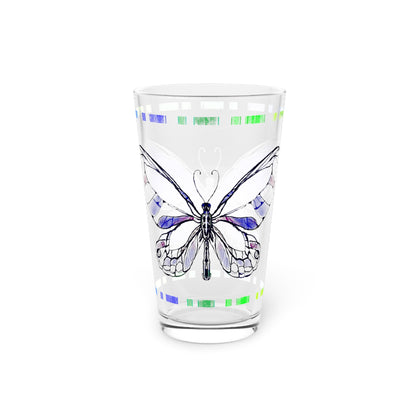 Butterfly FlutterStripe Pint Glass In Navy, 16oz