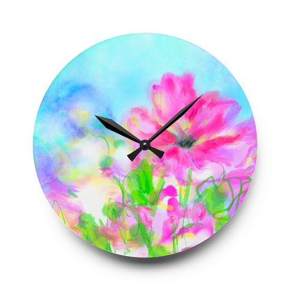 Joyful Landscapes  Wall Clock, Aqua Skies