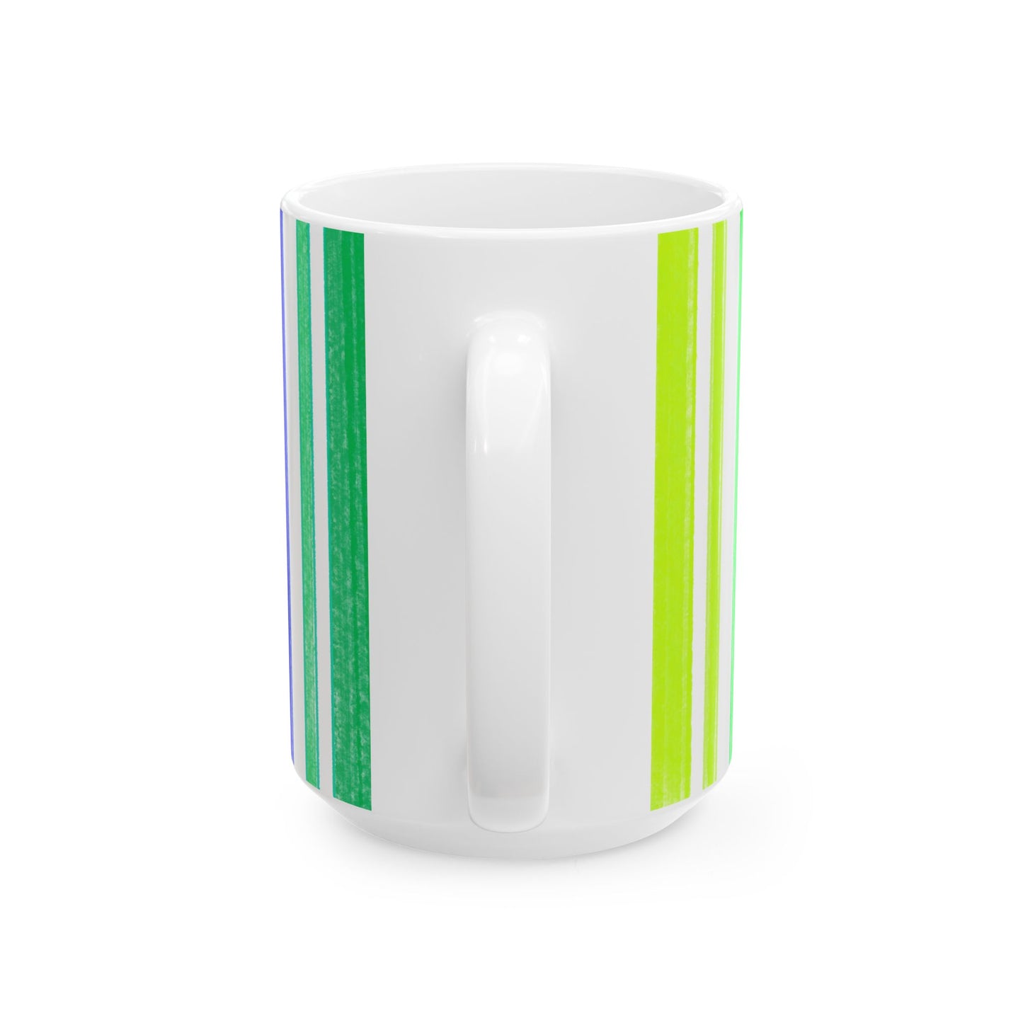 Butterfly Flutterstripe Ceramic Mug, Blues and Greens ( 2 sizes available 11oz and 15oz)