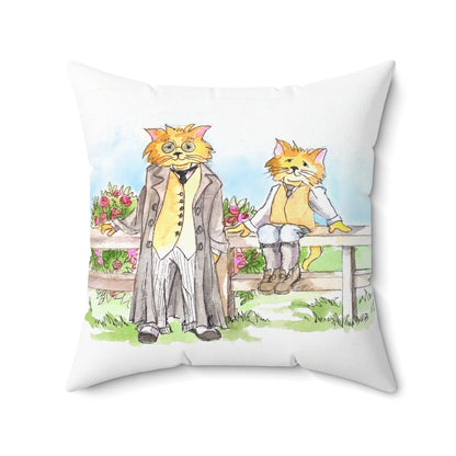 Kitty Fun Polyester Square Pillow "These people draw..."