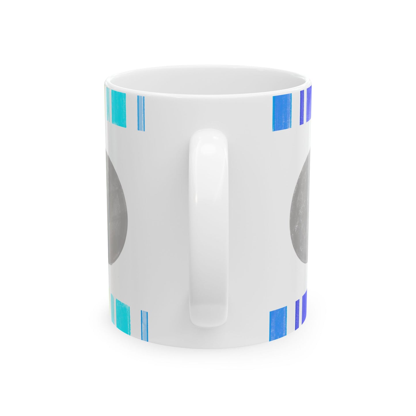 Mega Dot & Stripes Gray Ceramic Mug, (11oz, 15oz)