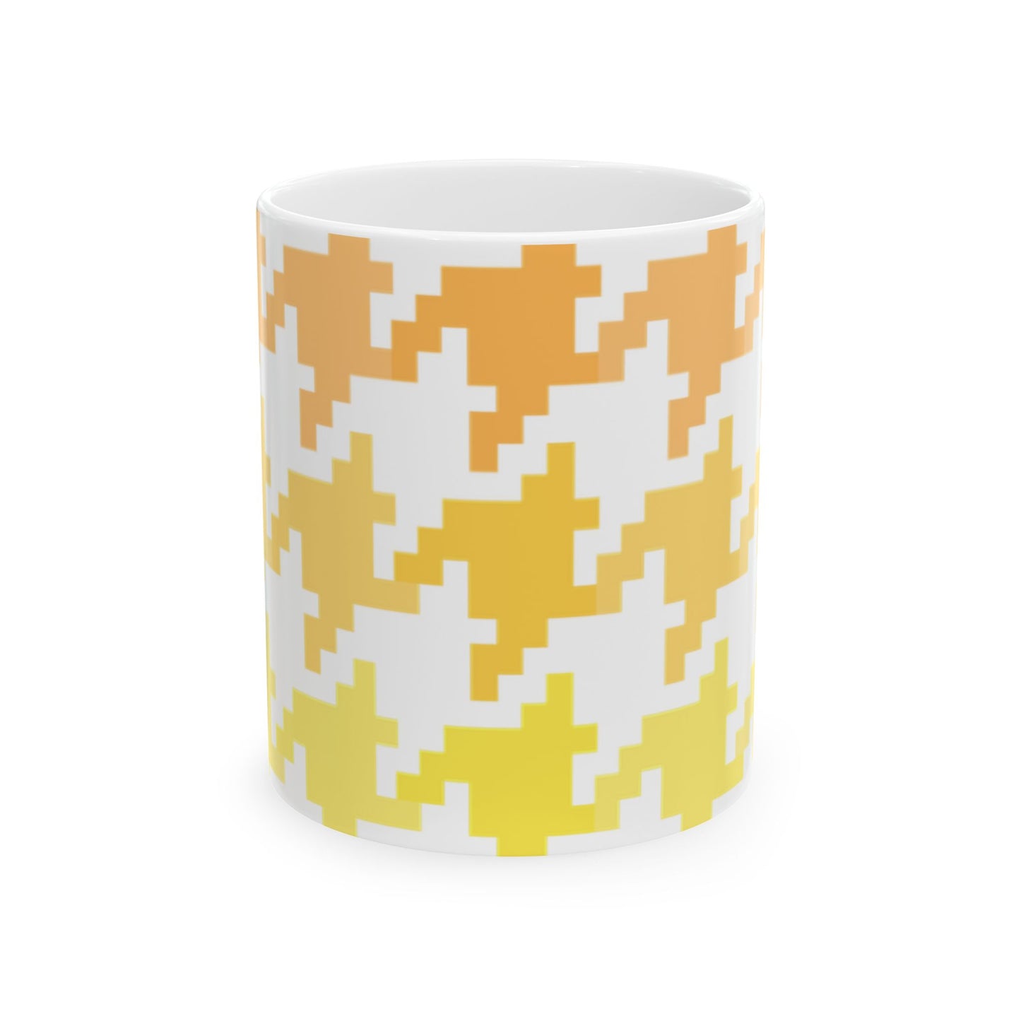 Houndstooth Fun in Orange Ceramic Mug, 11oz