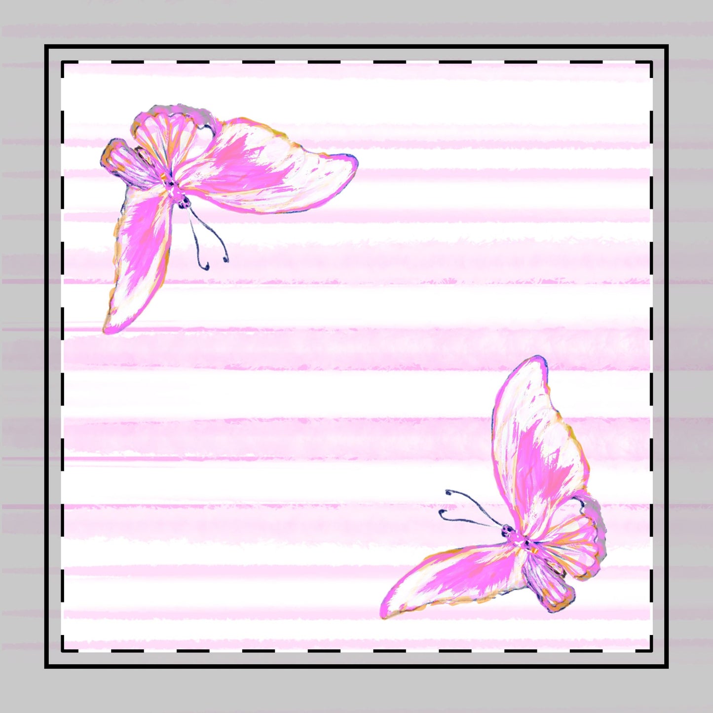 Butterfly Blossom Whirl Poly Twill Napkin, Pink, Fabric Background Bright White, #8