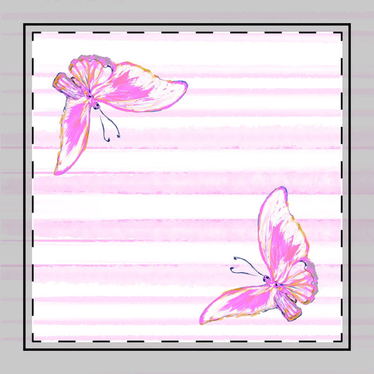 Butterfly Blossom Whirl Poly Twill Napkin, Pink, Fabric Background Bright White, #8