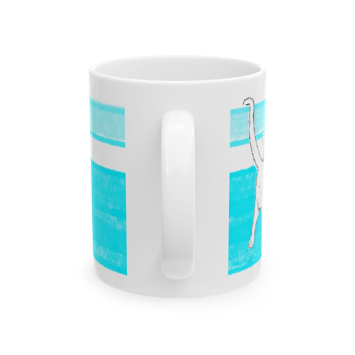 Mega Stripe Kitty Butterfly Flutter Ceramic Mug Aqua