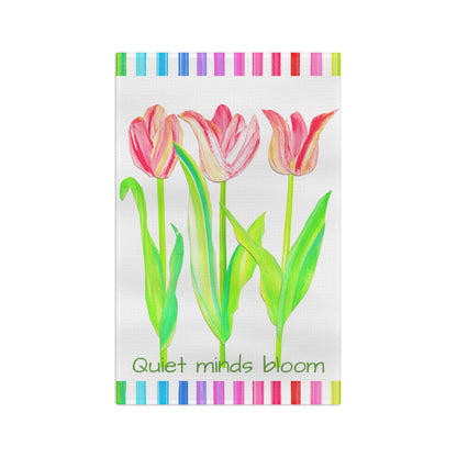 Vibrant Tulip Microfiber Tea Towel Quiet minds bloom