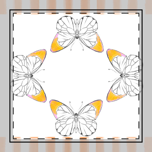 Butterfly Chroma Stripes Poly Twill Napkin, Orange, Fabric Background Bright White