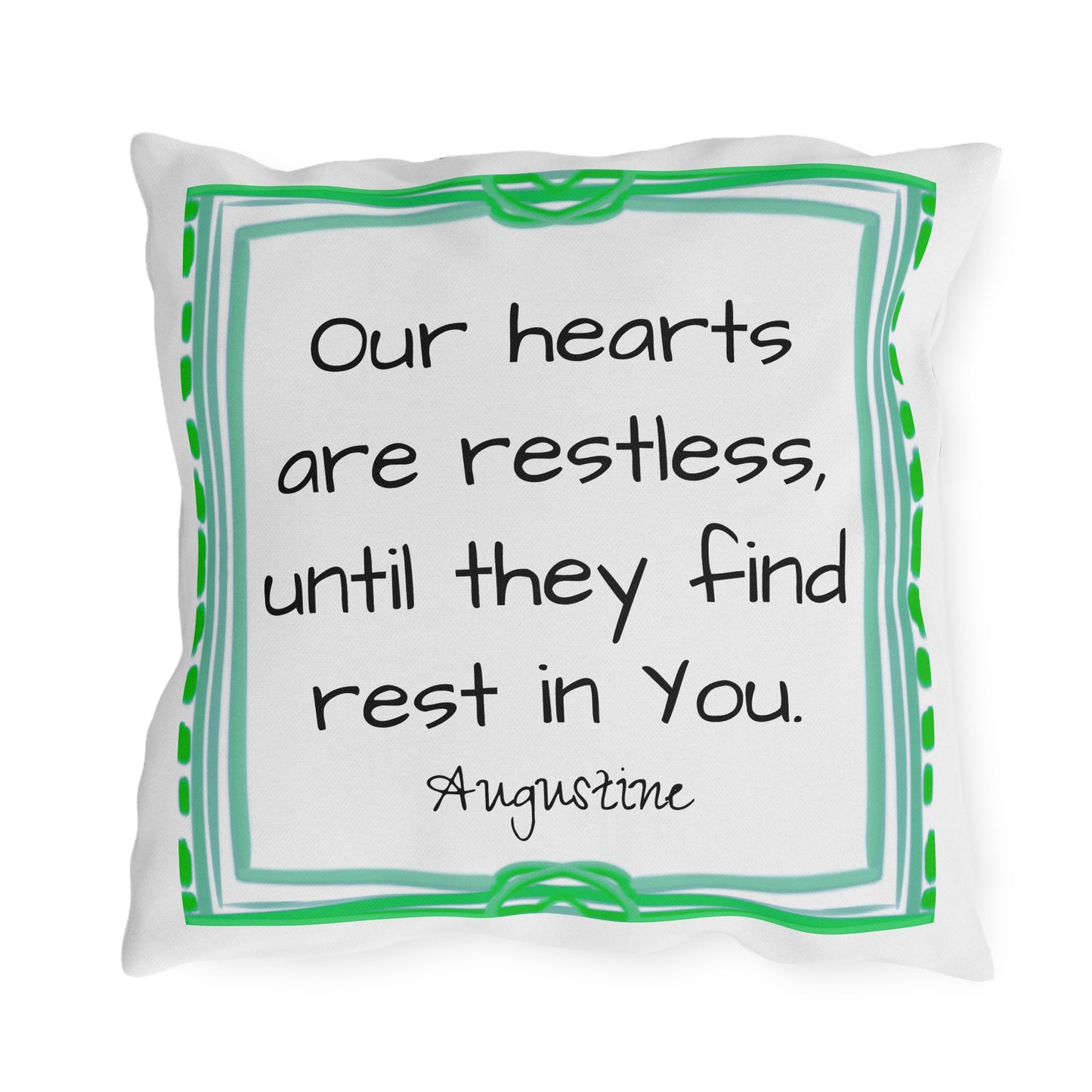 Chroma Outdoor Pillow Lilac "Our hearts are restless..."