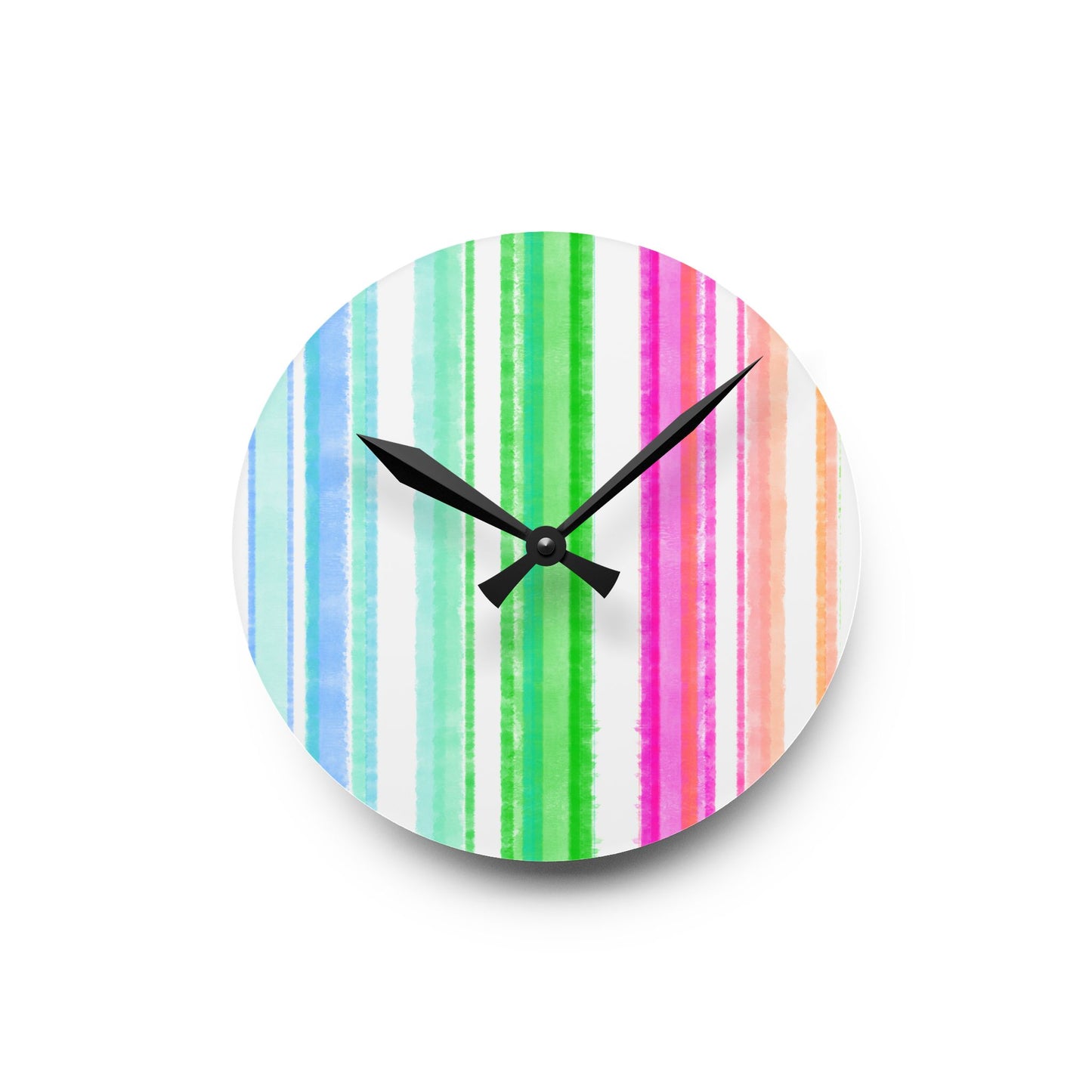 Watercolor Stripes  Acrylic Wall Clock