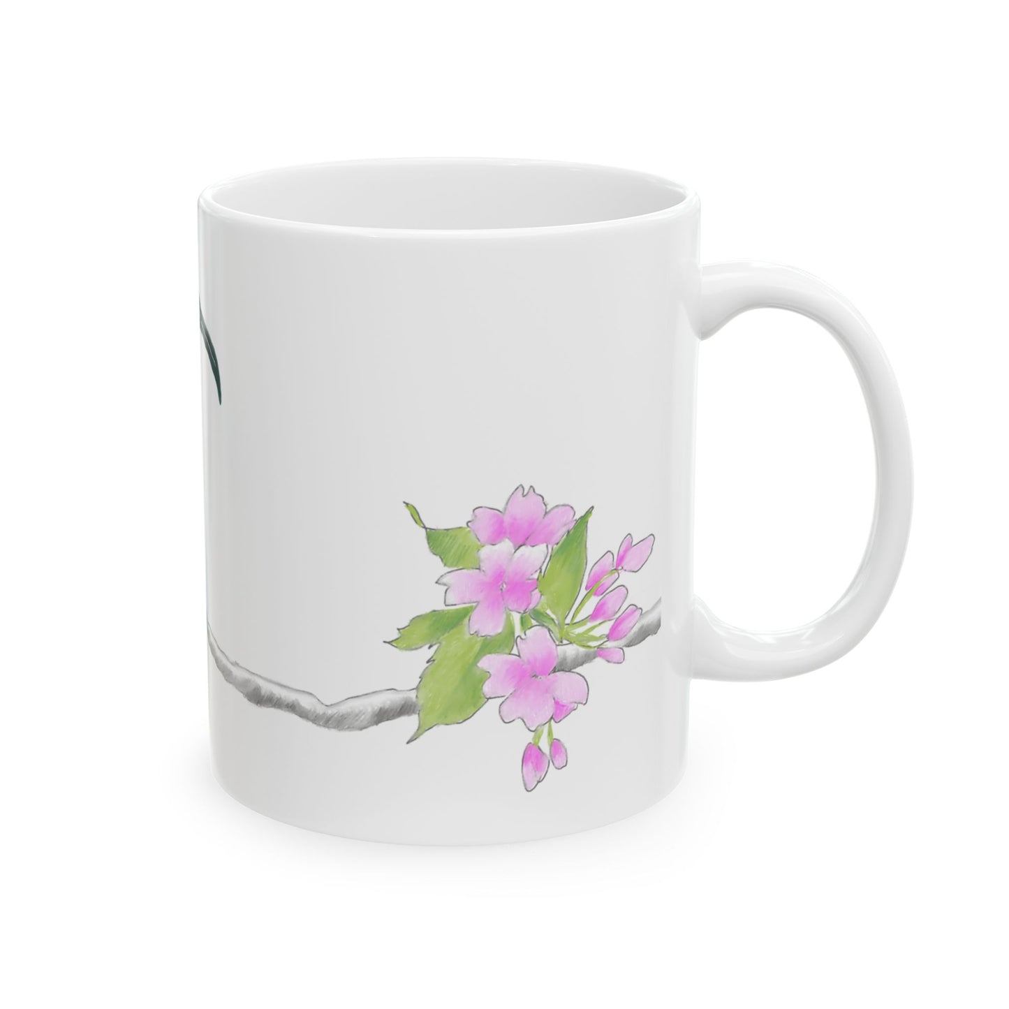 Jolly Birds Ceramic Mug, (11oz, 15oz), Emerald Green