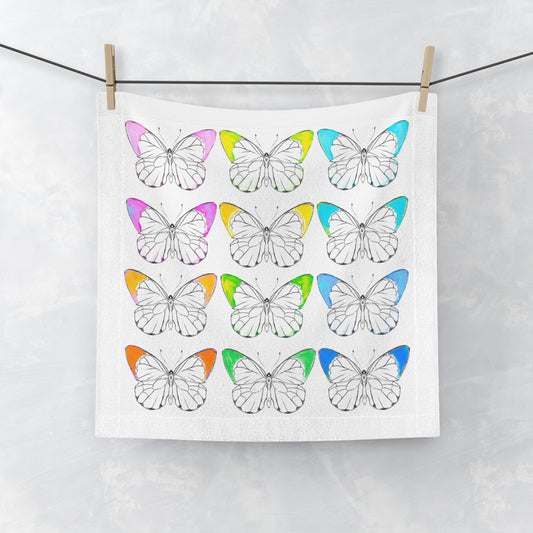 Face Towels Color Tipped Butterflies