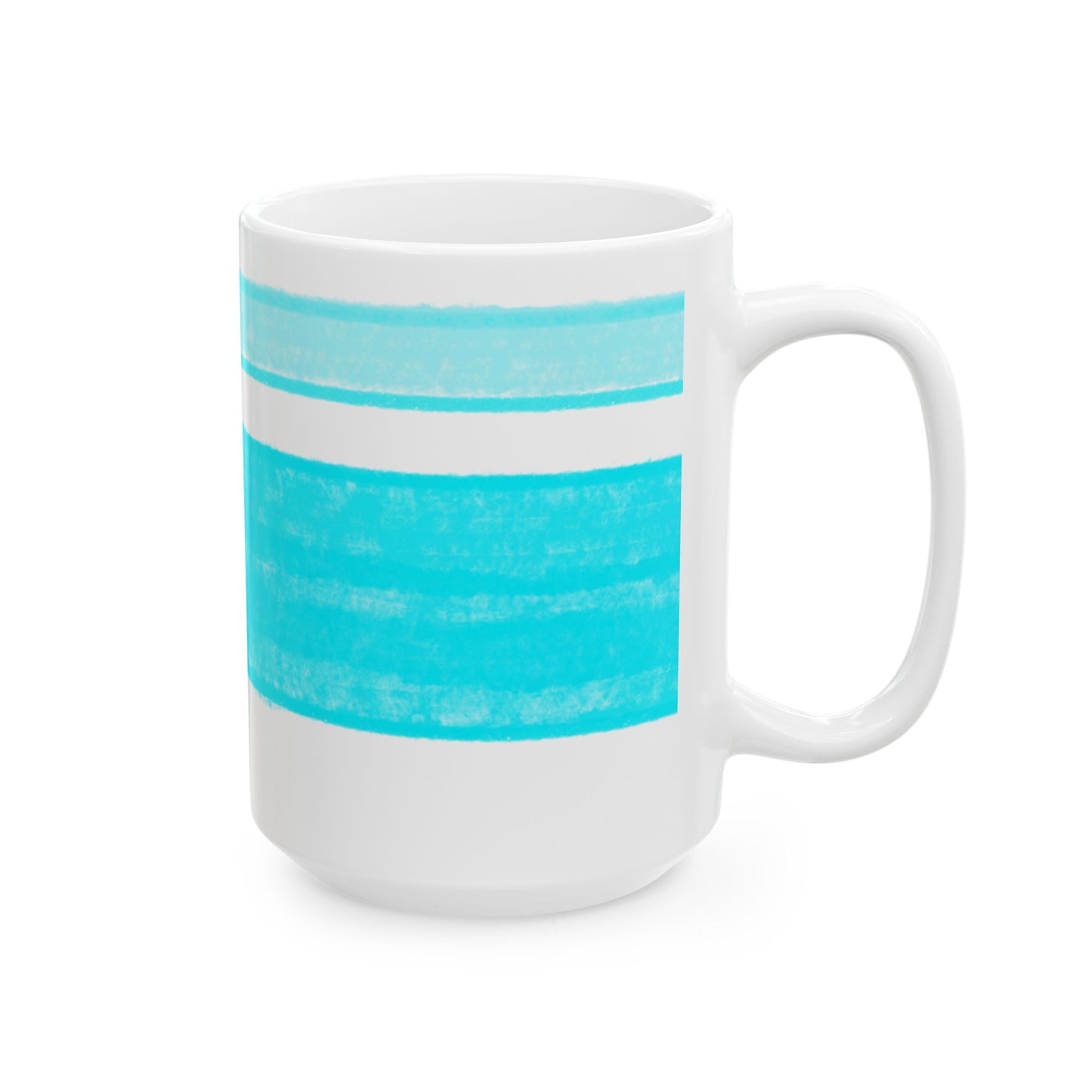 Mega Stripe Kitty Butterfly Flutter Ceramic Mug Aqua