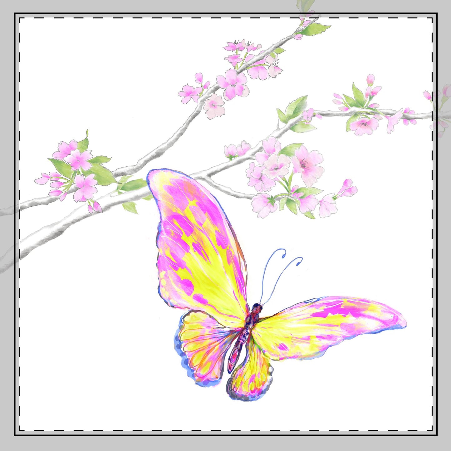 Butterfly Blossoms Glide, Poly Twill Napkin in Aqua, Background Fabric Brighter white #4