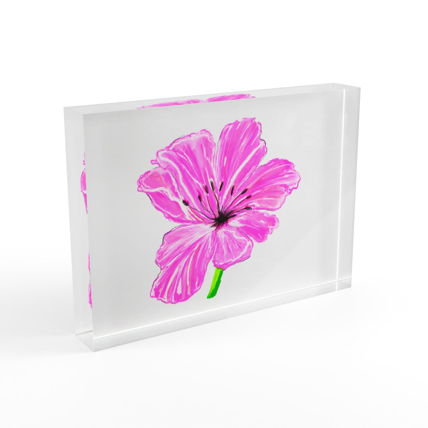 Dancing Tulips Acrylic Art Block Lilac Pink