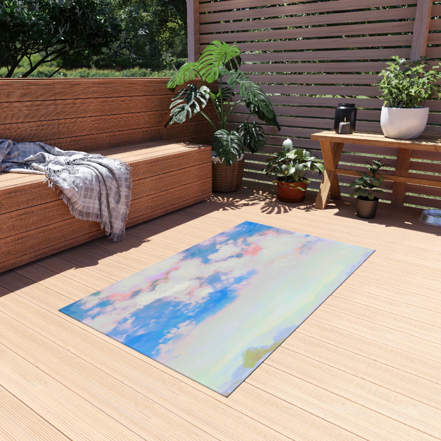 Joyful Landscapes Indoor/Outdoor Rug, Carolina Blue, Non-Slip