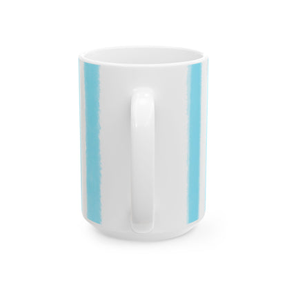 Watercolor Stripes Ceramic Mug Aqua