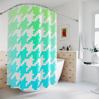 Houndstooth Fun  Shower Curtains Aqua/Green