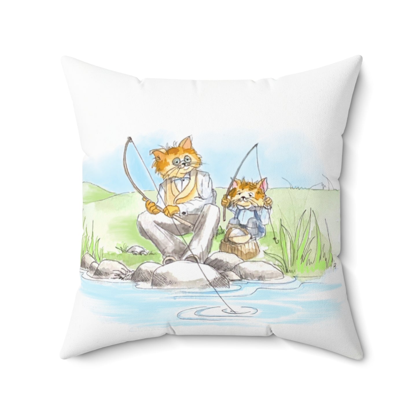 Kitty Fun Polyester Square Pillow "Do not lay up..."