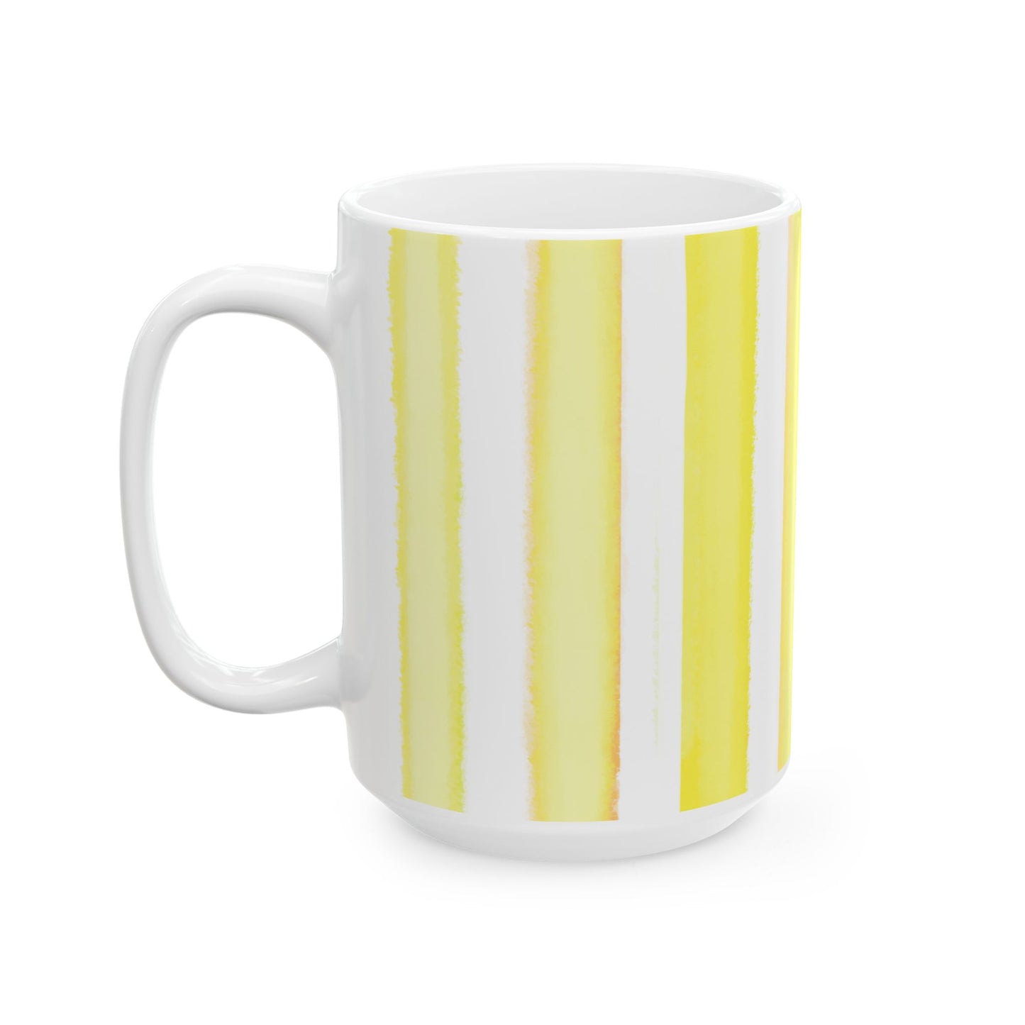 Watercolor Stripes Ceramic Mug Yellow