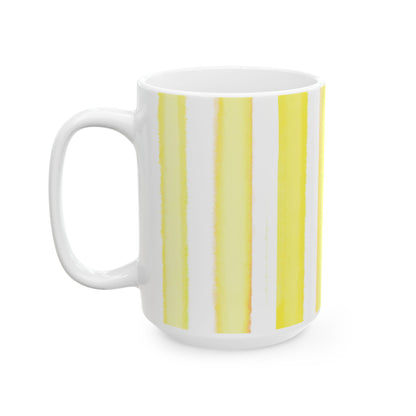 Watercolor Stripes Ceramic Mug Yellow